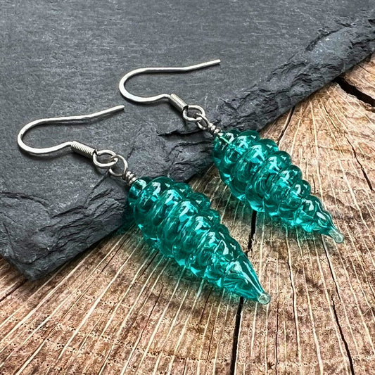 Teal Blue Glass Dangle Earrings - Stainless Steel Earwires - Lampwork Jewelry, Perfect for Everyday Wear, Unique Gift for Her